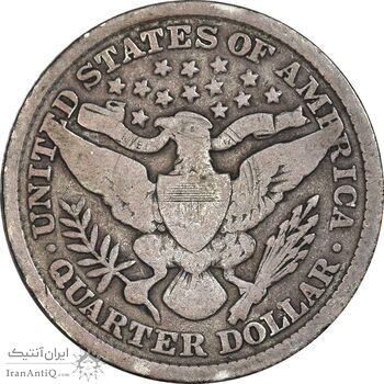 سکه کوارتر دلار 1892 باربر - VF30 - آمریکا