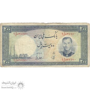 اسکناس 200 ریال 1337 - تک - F15 - محمد رضا شاه