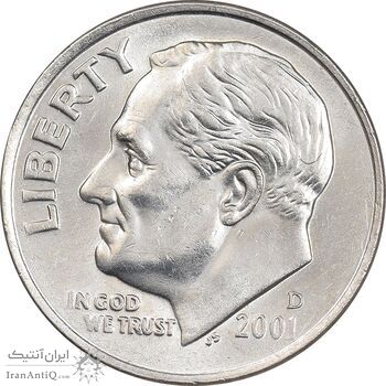سکه 1 دایم 2001D روزولت - MS61 - آمریکا