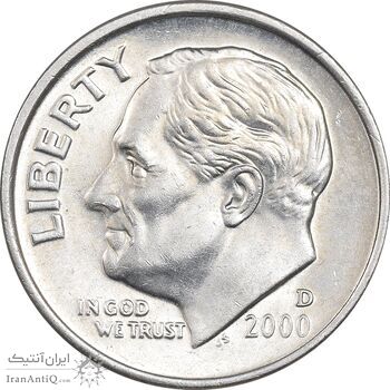 سکه 1 دایم 2000D روزولت - AU58 - آمریکا سکه 1 دایم 2000D روزولت - AU58 - آمریکا