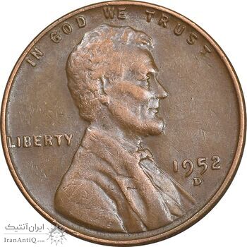 سکه 1 سنت 1952D لینکلن - EF45 - آمریکا