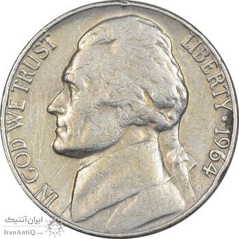 سکه 5 سنت 1964 جفرسون - EF40 - آمریکا