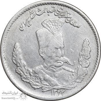 سکه 2000 دینار 1323 تصویری - چرخش 55 درجه - VF30 - مظفرالدین شاه