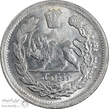 سکه 2000 دینار 1336 تصویری - تاج بدون منگول- MS63 - احمد شاه