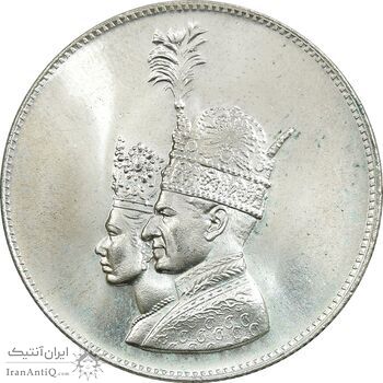 مدال نقره جشن تاجگذاری 1346 - MS65 - محمد رضا شاه