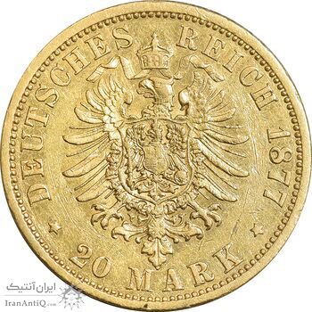 سکه طلا 20 مارک 1877 - AU55 - آلمان