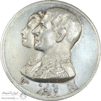 مدال نقره نوروز 1351 چوگان - MS61 - محمد رضا شاه