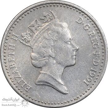 سکه 5 پنس 1991 الیزابت دوم - AU58 - انگلستان