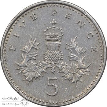 سکه 5 پنس 1991 الیزابت دوم - AU58 - انگلستان