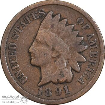 سکه 1 سنت 1891 سرخپوستی - VF30 - آمریکا