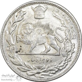 سکه 2000 دینار 1306 تصویری - ضرب لنینگراد - MS63 - رضا شاه