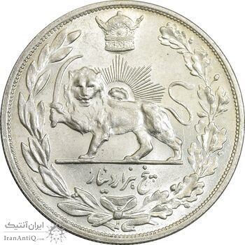 سکه 5000 دینار 1306 تصویری - ضرب هیتون - MS65 - رضا شاه