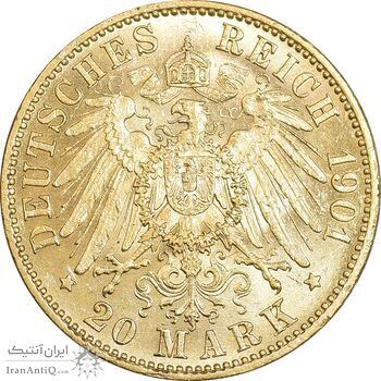 سکه طلا 20 مارک 1901 ویلهلم دوم - MS64 - آلمان