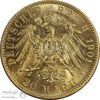 سکه طلا 20 مارک 1901 ویلهلم دوم - MS64 - آلمان