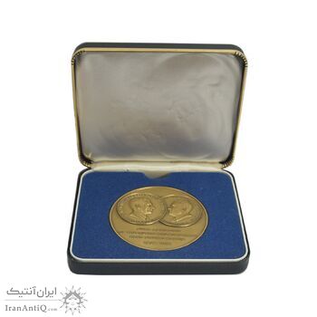 مدال برنز شاه و نیکسون - با جعبه فابریک - UNC - محمد رضا شاه