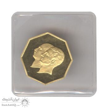 مدال طلا 5 گرمی بانک ملی - هشت ضلعی - با پلمپ فابریک - PF67 - محمد رضا شاه