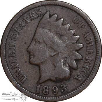 سکه 1 سنت 1893 سرخپوستی - EF40 - آمریکا