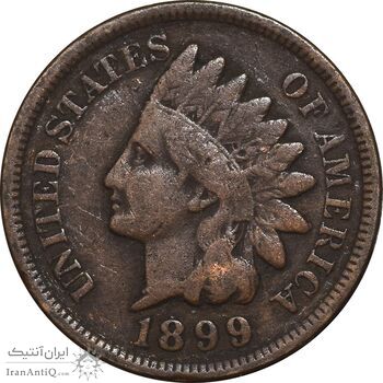 سکه 1 سنت 1899 سرخپوستی - EF40 - آمریکا