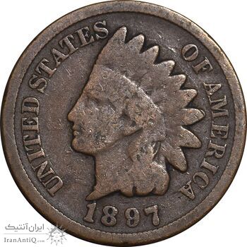 سکه 1 سنت 1897 سرخپوستی - VF35 - آمریکا
