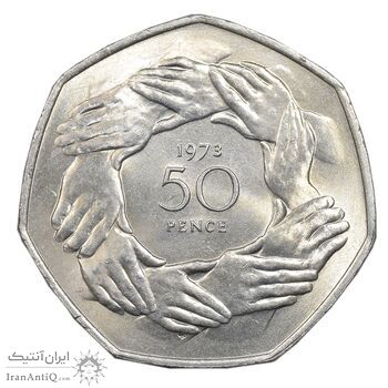 سکه 50 پنس 1973 الیزابت دوم - MS62 - انگلستان