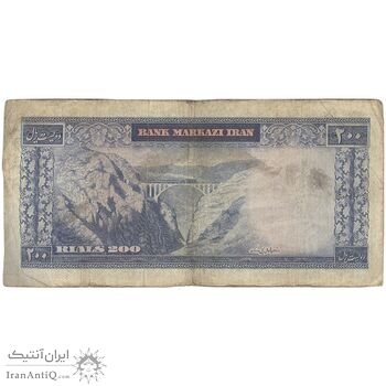 اسکناس 200 ریال (آموزگار - سمیعی) نوشته سیاه - تک - VF25 - محمد رضا شاه
