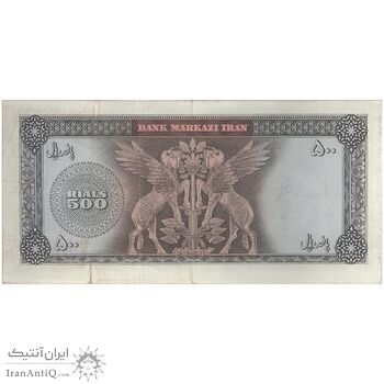 اسکناس 500 ریال (آموزگار - سمیعی) نوشته سیاه - تک - EF40 - محمد رضا شاه