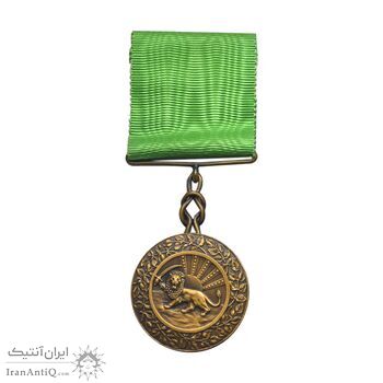 مدال برنز بپاداش خدمت - با جعبه و روبان فابریک - UNC - رضا شاه