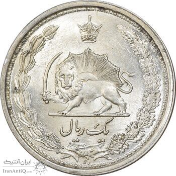 سکه 1 ریال 1313 - 3 تاریخ کوچک - MS63 - رضا شاه