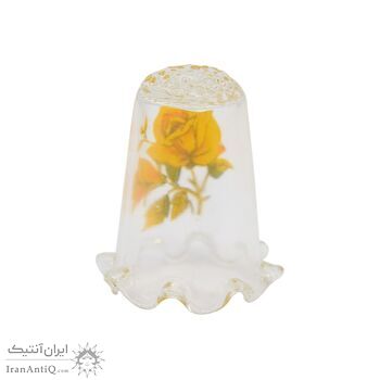انگشتانه شیشه ای قدیمی با طرح گل  - کد 007063