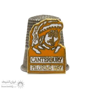 انگشتانه نقره قدیمی با طرح کنتربری - کد 007105