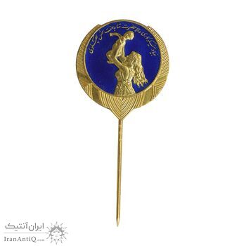 نشان سوزنی بنیاد نیکوکاری شمس- متفاوت مینا آبی - طلایی - AU - محمد رضا شاه