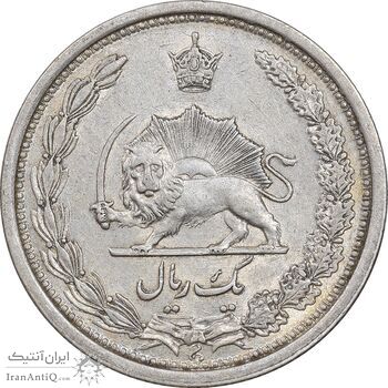 سکه 1 ریال 1313 - 3 تاریخ کج - AU50 - رضا شاه