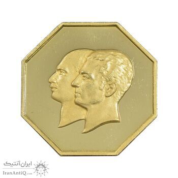 مدال طلا 5 گرمی بانک ملی - هشت ضلعی - PF63 - محمد رضا شاه