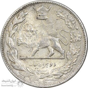 سکه 2000 دینار 1308 تصویری - AU58 - رضا شاه