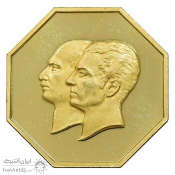 مدال طلا 5 گرمی بانک ملی - هشت ضلعی - PF63 - محمد رضا شاه