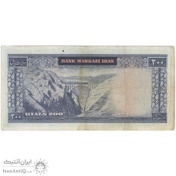 اسکناس 200 ریال (آموزگار - سمیعی) نوشته قرمز - تک - VF30 - محمد رضا شاه