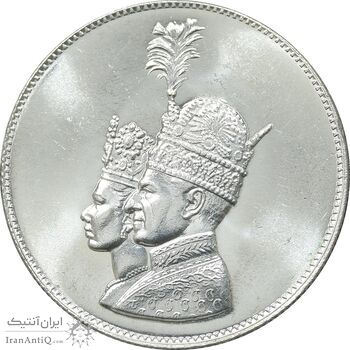 مدال نقره جشن تاجگذاری 1346 - MS65 - محمد رضا شاه