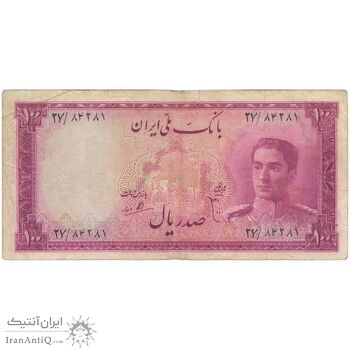 اسکناس 100 ریال سری سوم - تک - VF20 - محمد رضا شاه