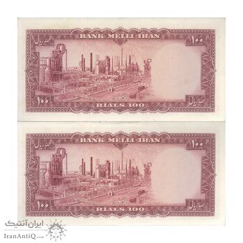 اسکناس 100 ریال 1333 - جفت - AU58 - محمد رضا شاه