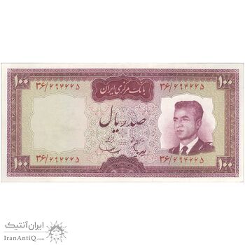 اسکناس 100 ریال (هویدا - سمیعی) - تک - EF45 - محمد رضا شاه