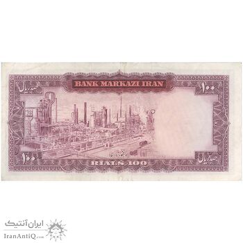 اسکناس 100 ریال (آموزگار - سمیعی) نوشته سیاه - تک - VF30 - محمد رضا شاه