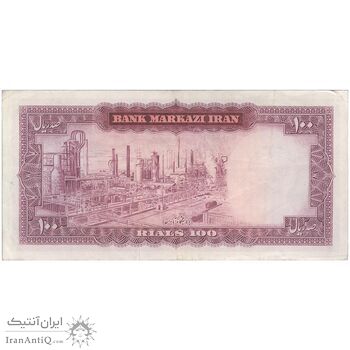 اسکناس 100 ریال (آموزگار - فرمان فرماییان) نوشته سیاه - تک - EF40 - محمد رضا شاه