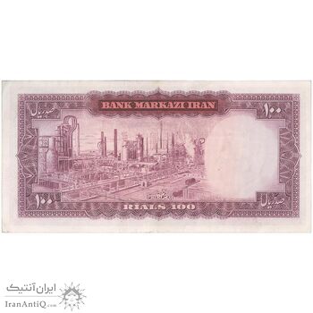 اسکناس 100 ریال (آموزگار - فرمان فرماییان) نوشته قرمز - تک - EF45 - محمد رضا شاه
