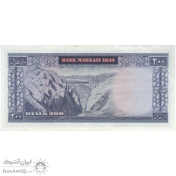 اسکناس 200 ریال (آموزگار - فرمان فرماییان) نوشته سیاه - تک - EF45 - محمد رضا شاه