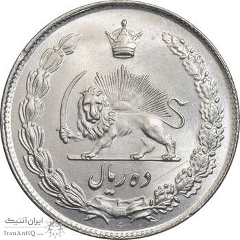 سکه 10 ریال 1343 - نازک - MS64 - محمد رضا شاه