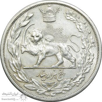 سکه 5000 دینار 1306 تصویری - ضرب لنینگراد - AU50 - رضا شاه