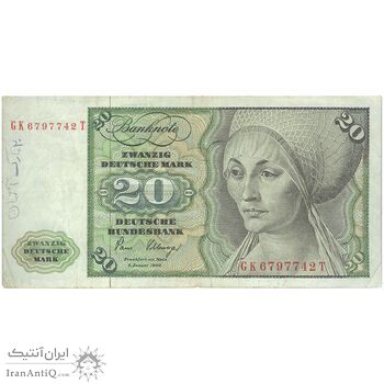 اسکناس 20 مارک 1980 جمهوری فدرال - تک - VF - آلمان