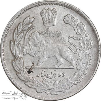 سکه 2000 دینار 1323 تصویری - EF40 - مظفرالدین شاه
