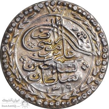 سکه نقره پولکی امام رضا (ع) 1319 - UNC - مظفرالدین شاه