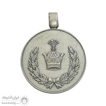 مدال نقره خدمت - دو رو تاج - ضرب SPORRONG - رضا شاه